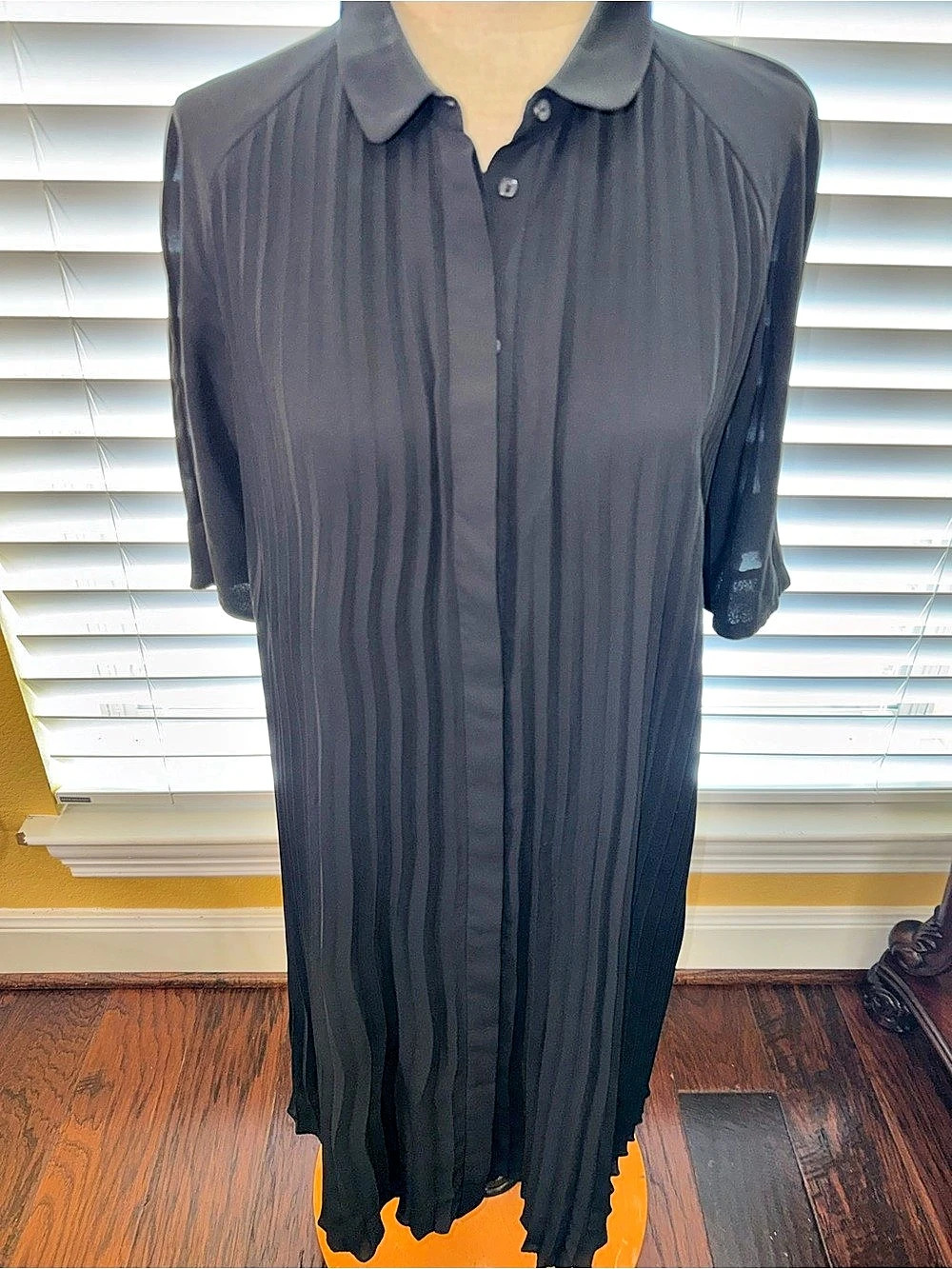 Black Pleated Midi Dress Size 6